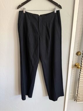 Free People Black Pinstripe Wool Blend Trouser Pants Size 10